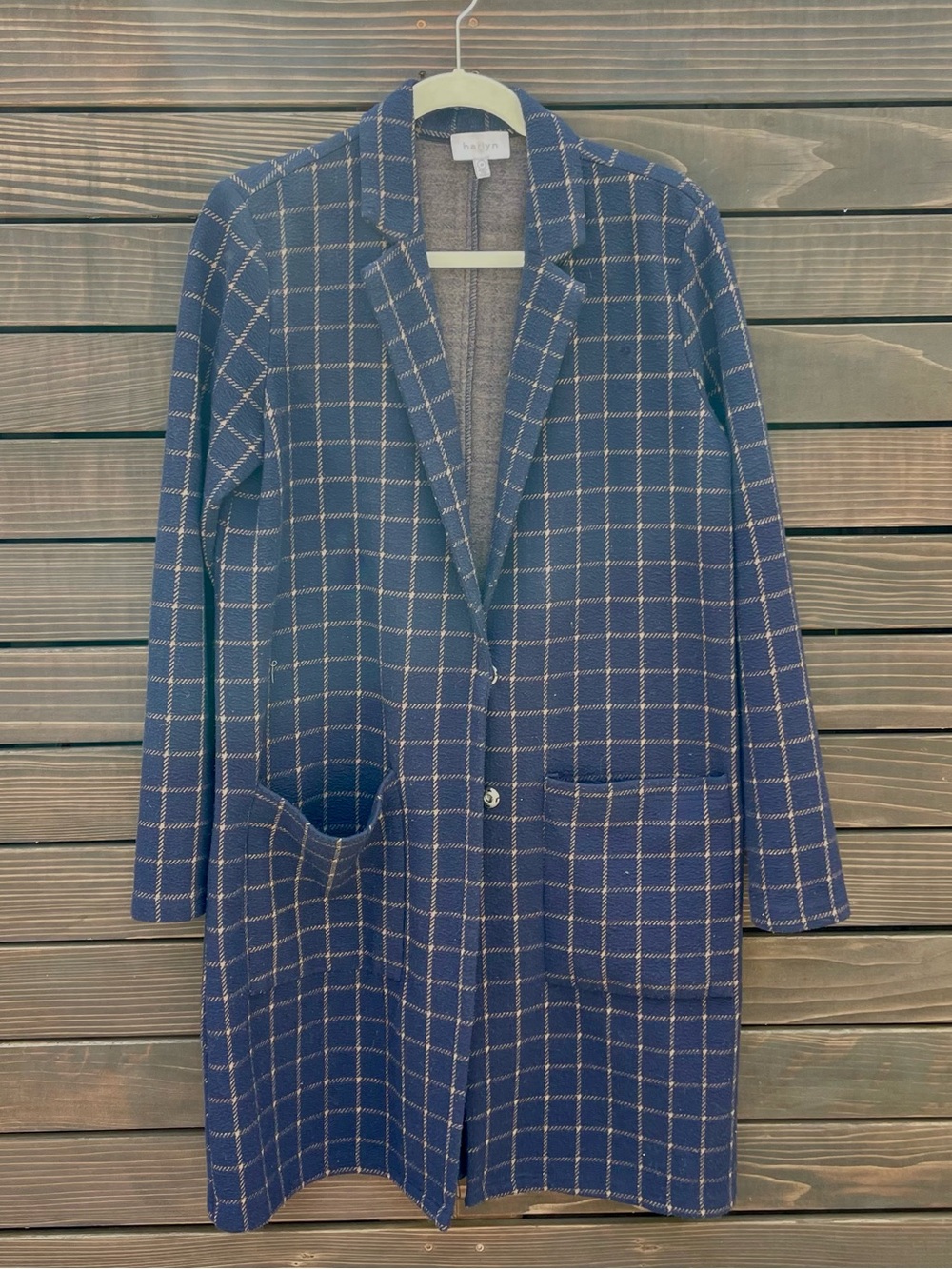 Harlyn Checkered Long Knit Blazer / Cardigan Coat